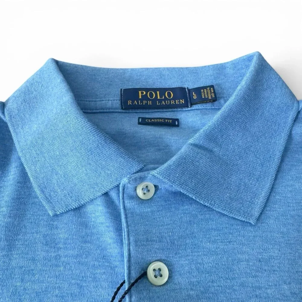 Polo Ralph Lauren Polo Shirt Men Large Blue Classic Fit Pony Logo Short Sleeve